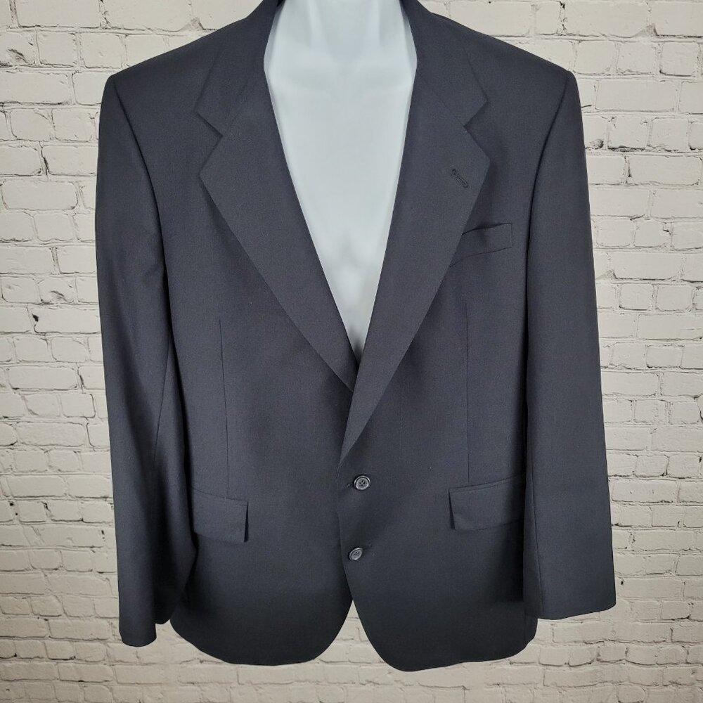 VTG Jos A Bank Navy Wool 2 Button Vent Notch Blazer Sport Coat USA Made Size 44L